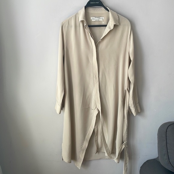 All Saints Wrap Silk Long Sleeves Shirt Dress